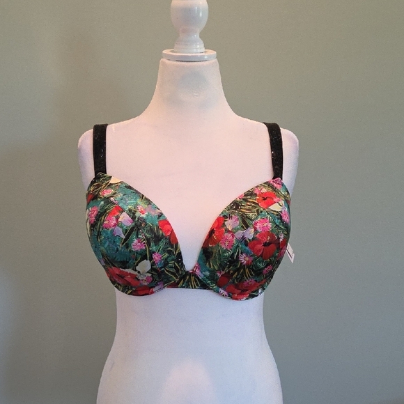 Victoria's Secret SWIM Tropical Floral Push-Up, Padded  Bikini Top 38DDD - Picture 2 of 11